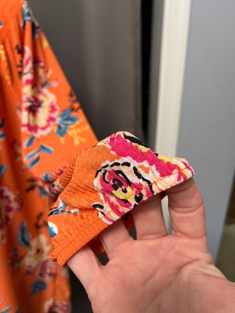 Floral Orange Henley Tunic Top - Picture 3 of 5